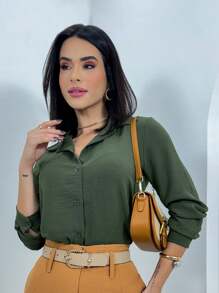 Women Blouses - 軍綠色 - 查看 1