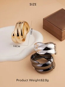 Fashion this season F&S 1 件时尚高端简约奢华夸张个性化朋克翼金属手镯，适合工作、购物、派对、生日庆祝、晚宴、唱歌、街头摄影、酒吧和音乐节、足球比赛、情侣/朋友出游、烧烤、野餐、浪漫假期和女性约会 - 銀色 - 查看 10