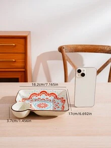 1pc/2pcs 7-Inch Ceramic Plates, Party/Event Tableware, Dumplings Plate, Hotel Restaurant Home Decor, Nordic Modern Creative Colorful Printed Square Plate With Sauce Dish, Snack Plate, Multi-Color Square Plate, Flower Plate - Multicolor - View 13