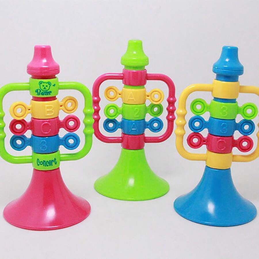 1pc Dual-Handle Colorful Toy Trumpet, Plastic Cartoon Noise Maker Instrument, Random Color - Multicolor - View 1