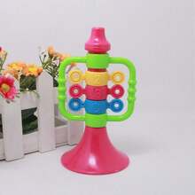 1pc Dual-Handle Colorful Toy Trumpet, Plastic Cartoon Noise Maker Instrument, Random Color - Multicolor - View 6