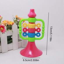 1pc Dual-Handle Colorful Toy Trumpet, Plastic Cartoon Noise Maker Instrument, Random Color - Multicolor - View 2