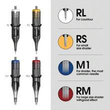 20 支/盒纹身针，（RL RS M1 RM 系列）一次性纹身针标准圆形背衬适合纹身艺术家和初学者人体艺术设计纹身用品