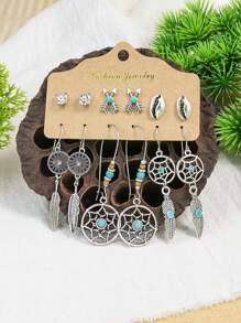 TopHanqi Set de 24 pares de aretes de moda bohemios vintage para mujer, que incluye aretes de botón, atrapasueños, de strass, borlas y aros grandes, accesorios personalizados, artículos populares para uso diario, fotos casuales, fiestas, citas y el trabajo