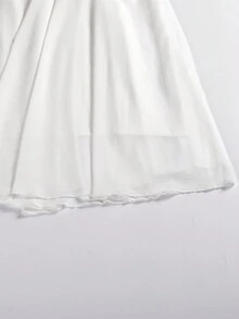 Women's V-Neck Lace Chiffon Ruffle Short Sleeve Floor-Length Bridal Wedding Dress - White - View 7