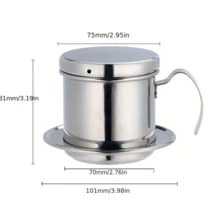 越南咖啡机，304 不锈钢过滤咖啡机，家用滴滤咖啡壶 - 銀色 - 查看 2