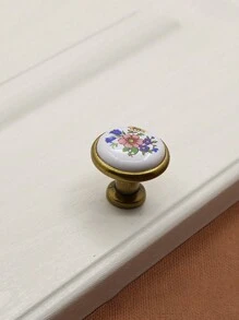 Weiße keramische Schranktürknauf mit Lotusblumen Muster, vintage Schubladen Griffe mit Schrauben, passend für Möbel mit 128mm & 160mm Lochabstand - Blumengriff aus weißer Keramik - Übersicht 20