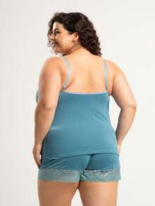 Plus Size Pajama Sets - màu xanh lá - Xem 2