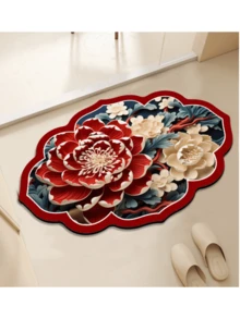 超吸水防滑浴室垫，带有可爱的熊猫设计 - 柔软、快干的硅藻土地毯，适用于淋浴、浴缸和户外使用 - 可机洗，涤纶带橡胶背衬 - 非常适合家庭和浴室装饰 - 紅色 - 查看 2