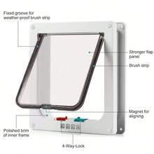 1pc Cat Door Panel, 4 Way Lock Cat Door, Indoor And Outdoor Door, Weatherproof Pet Door, Cat Two-Way Access Door Three Sizes To Choose From - White - View 7