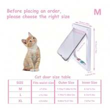 1pc Cat Door Panel, 4 Way Lock Cat Door, Indoor And Outdoor Door, Weatherproof Pet Door, Cat Two-Way Access Door Three Sizes To Choose From - White - View 3