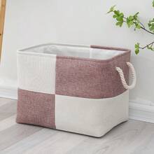 1pc Large Fabric Storage Basket, 40x30x30cm Square Shape, Household Capacity Dirty Clothes Sorting And Storage Basket - Multicolor - View 4