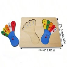 Juguetes de rompecabezas de madera para niños pequeños, juego Montessori de asociación de manos y pies para educación temprana e inteligencia, juguetes cognitivos de agarre para bebés de 1 a 3 años