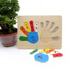 Juguetes de rompecabezas de madera para niños pequeños, juego Montessori de asociación de manos y pies para educación temprana e inteligencia, juguetes cognitivos de agarre para bebés de 1 a 3 años