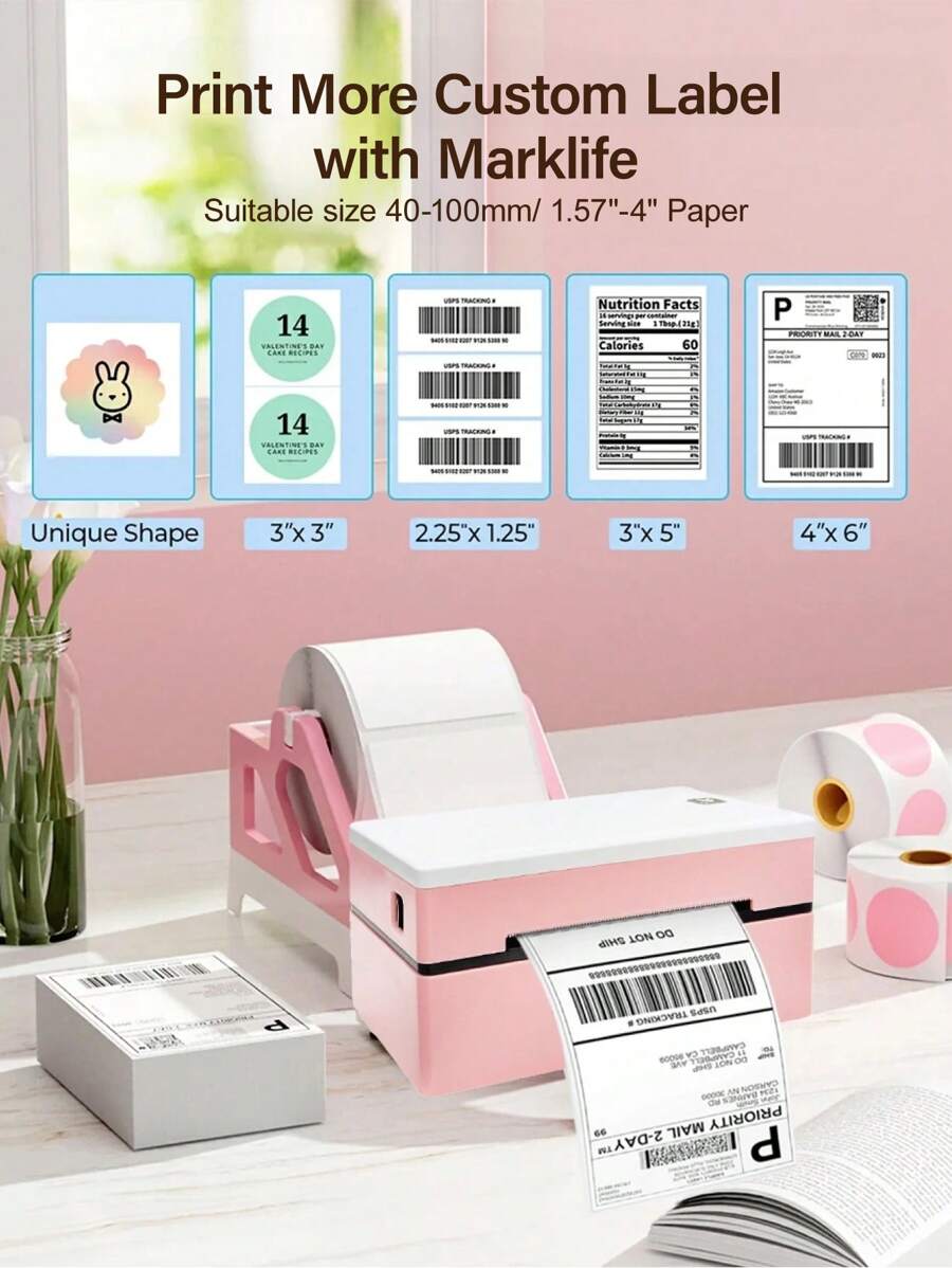 Marklife Upgrade Printhead, Pink D200 Bluetooth Shipping Label Printer ...