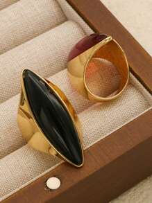 1 Piece Bague En Acier Inoxydable Fashion Stainless Steel Olive Pointed Ring Geometric Women Men Jewelry Engagement Rings Gift - Gold - View 5