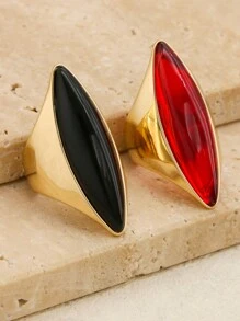 1 Piece Bague En Acier Inoxydable Fashion Stainless Steel Olive Pointed Ring Geometric Women Men Jewelry Engagement Rings Gift - Gold - View 3