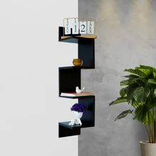 Prateleira De Canto Nicho Estante Livros Parede Suspensa Sala Quarto Decorativa Guardar Organizar Objetos Flutuante Gamer Multiuso Mdf - Preto - Visão 2