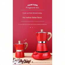 Máy pha cà phê espresso cổ điển, bình pha cà phê Moka Pot của Ý, bình pha cà phê nhỏ giọt cô đặc, dễ vận hành và vệ sinh nhanh, màu đỏ, dung tích 150ml cho 3 người - Nhiều màu - Xem 5