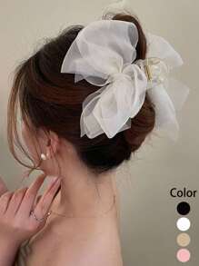 蝴蝶结雪纺飘带优雅十字发爪情人节情人爪夹发夹发夹发夹发夹发夹秋冬发饰女士度假装女士 - 彩色 - 查看 11