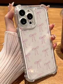 Cute Bow & Heart Design Transparent Phone Case, With Shock-Proof Edges, Compatible With 14/15/16/16 Pro Max/12 Pro/11/Xr/Xs/7/8 Plus - Durable TPU Material - Clear - View 4