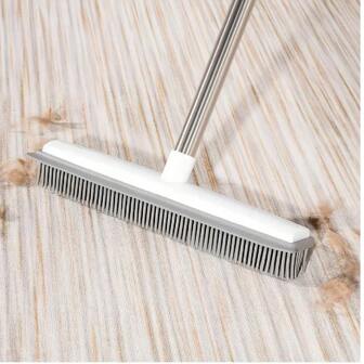 2-In-1 Pet Hair Removal Rubber Broom - Easily Sweep Away Cat/Dog Hair From Carpets, Hardwood, Tiles & More! Cleaning Broom For Shop Hotel Restaurant Rubber Broom Handle Length 120cm