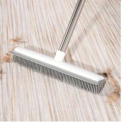 2-In-1 Pet Hair Removal Rubber Broom - Easily Sweep Away Cat/Dog Hair From Carpets, Hardwood, Tiles & More! Cleaning Broom For Shop Hotel Restaurant Rubber Broom Handle Length 120cm