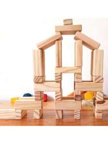 Kit Jogo Terremoto Caiu Perdeu Grande 54 Peças Pequeno 30 Peças Jenga - Marrom - Visão 3