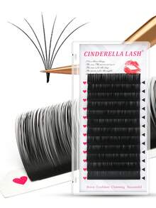 Cinderella Lash 12排量經典假睫毛0.07厚度C D捲8-15MM混合長度個別睫毛俄羅斯捲柔軟毛，適用於沙龍睫毛和美甲店 - D - 查看 2