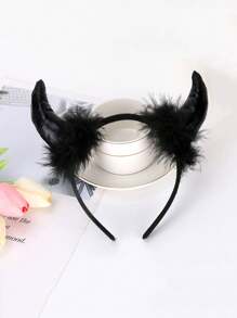 1 pieza Diadema con cuernos de diablo de Halloween, Clip para el cabello con cuernos góticos, Rojo y Negro, Belleza, Banda para el cabello, Aro para el cabello, Accesorio para el cabello para Mujeres