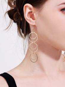 Circle Drop Earrings - Yellow Gold - View 1