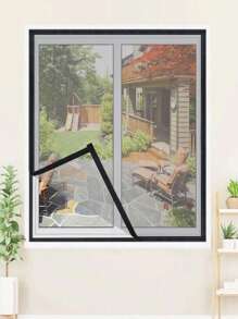 1 pieza Cortina mosquitera de pantalla de ventana con autoadhesivo, transpirable y respetuosa con el medio ambiente, no es fácil caerse