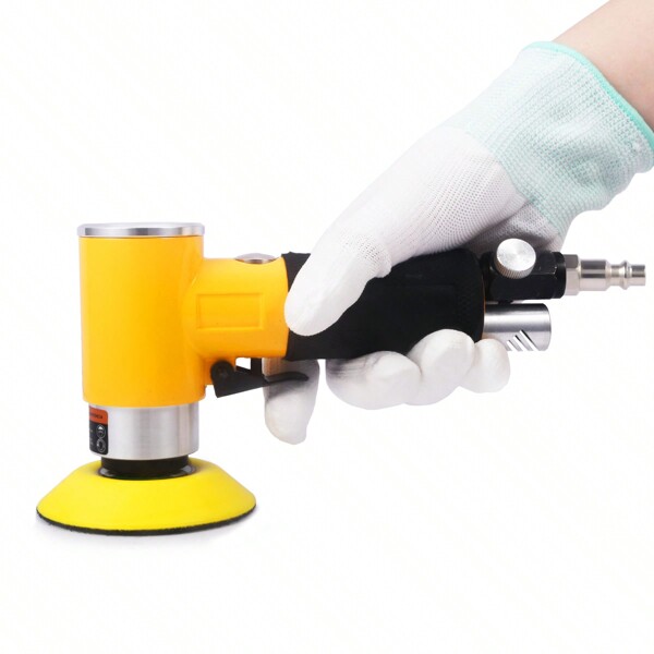 ZHONG AN 2"3" Mini Air Sander Pneumatic Random Orbital Sander, High Speed Pneumatic Palm Sander Air Polisher For Auto Body Work, Woodworking Yellow