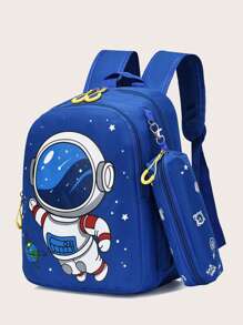 New Fashion Cartoon Shoulder Backpack With Small Bag - Blue - View 1
