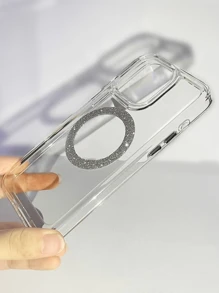 1PC 3.0mm Anti-Yellowing Acrylic Rhinestone Clear Phone Case Compatible With IPhone - Clear - View 3