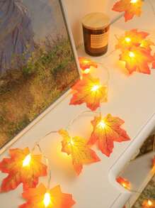 1 件枫叶灯串，LED 电池供电，常亮/闪烁，带藤蔓的秋季花环，适用于家庭、派对、室内、室外、节日装饰、感恩节、圣诞节、收获季节、冬季装饰万圣节装饰房间装饰万圣节花园装饰礼物仙女节日装饰节日装饰 - 紅木色 - 查看 11