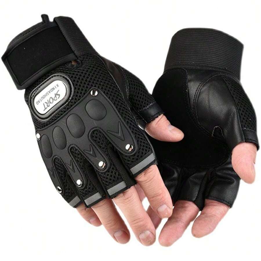 1Pair Fingerless Gloves Half Finger Men Gloves Anti-Slip Outdoor Sports Bicycle Gloves Riding Gloves