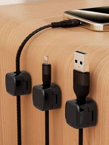 6pcs Magnetic Cable Sorting Device, Cable Fixing Device, Data Cable Storage, Magnetic Cable Sorting Device, Desktop And Car Mounted Traceless Self-Adhesive Winding Device - Multicolor - View 2