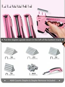 SHALL 6-In-1 Staple Gun Heavy Duty - Upholstery Stapler Nail Gun With 4000 Counts Staples, Manual Brad Nailer With Staple Remover For Wood, Crafts, Fabric, Cable, Wall, Decoration, Furniture - one-size - View 9