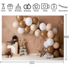 1 pieza Material de fondo fotográfico de paño de temática de cumpleaños de primer año del coche con globos coloridos