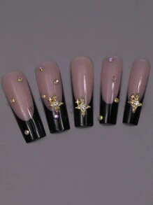 10pcs Glamorous Starry Nail Art Decorations, Sparkling 3D Gold Alloy Nail Accessories, Essential Nail Art Supplies For Nail Technicians, Nail Charm!