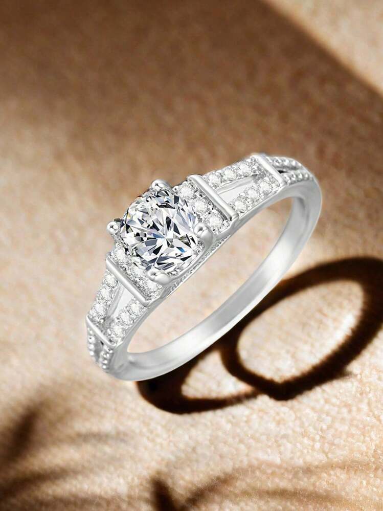 1pc Fashionable Simple And Classic Round Cubic Zirconia Ring Elegant And Versatile Suitable For Ladies Valentine s Day Wedding Engagement Daily Wear SHEIN USA