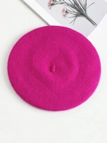 1 件装女士薄款纯色贝雷帽复古艺术家帽，甜美百搭