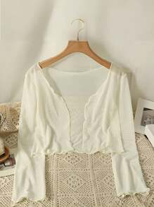 1 pieza Chaqueta de malla transparente anti-UV para mujer para vestido ligero con tirantes, cubierta de chifón sin mangas