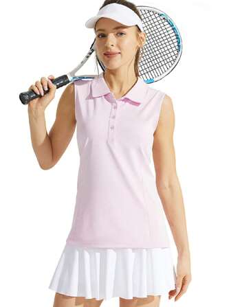 Women Sleeveless Golf Shirt Breathable Quick Dry Tank Top Sports Wear Polo Shirt Golf Clothing