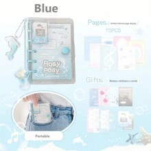 Rosyposy Libreta de diario de 70 hojas con encuadernación de 1 pieza con página interior de color, mini libro de bolsillo portátil con cubierta de PVC transparente linda, viene con pegatinas y etiquetas adhesivas - Multicolor - Ver 16