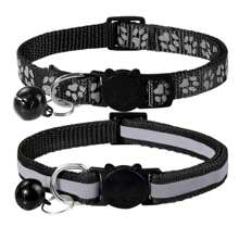 2 Stücke aus Polyester Haustierhalsbänder, eines mit Pfotenabdruckmuster und eines reflektierend gestreift, geeignet für kleine und mittelgroße Katzen und Hunde, für den Innen- und Außengebrauch geeignet - Verschiedenfarbig - Übersicht 15