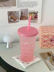 1 cốc có ống hút dung tích lớn mùa hè, cốc đựng đồ uống lạnh/cà phê di động có ống hút dùng trong xe hơi, nắp có ống hút nhiều màu sắc có thể tái sử dụng (Đo thủ công có thể có sai số 5-10mm, tùy thuộc vào sản phẩm thực tế) - Trong sáng - Xem 9