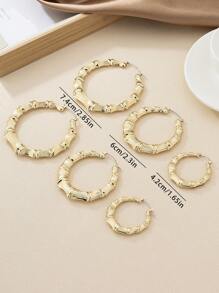 3 paires Boucles d'oreilles jointes en bambou rondes, modernes, simples et à motifs pour femmes