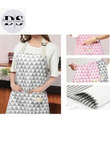 Delantal Resistente Al Agua Y Aceite Para Uso Doméstico En La Cocina, Delantal de cocina resistente al aceite con bolsillos: delantal resistente a la suciedad con longitud de cintura para cocinar y suministros de cocina para hombres y mujeres. Ropa de trabajo elegante para la cocina y la restauración - Gris Claro - Ver 7